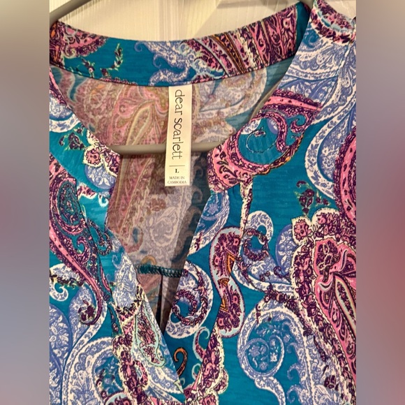 Dear Scarlett Dress with Blue and Pink Paisley Print - Picture 2 of 5